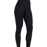 Black sports activewear buttery-soft leggings by KAF on a white background with 'LUXE' branding.