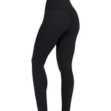 Black sports activewear buttery-soft leggings by KAF on a white background with 'LUXE' branding.