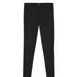 Black leggings on a white background with 'LUXE' branding.