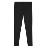 Black leggings on a white background with 'LUXE' branding.
