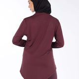TAQA Long-Sleeve Hi-Dri Sports Top - Burgundy