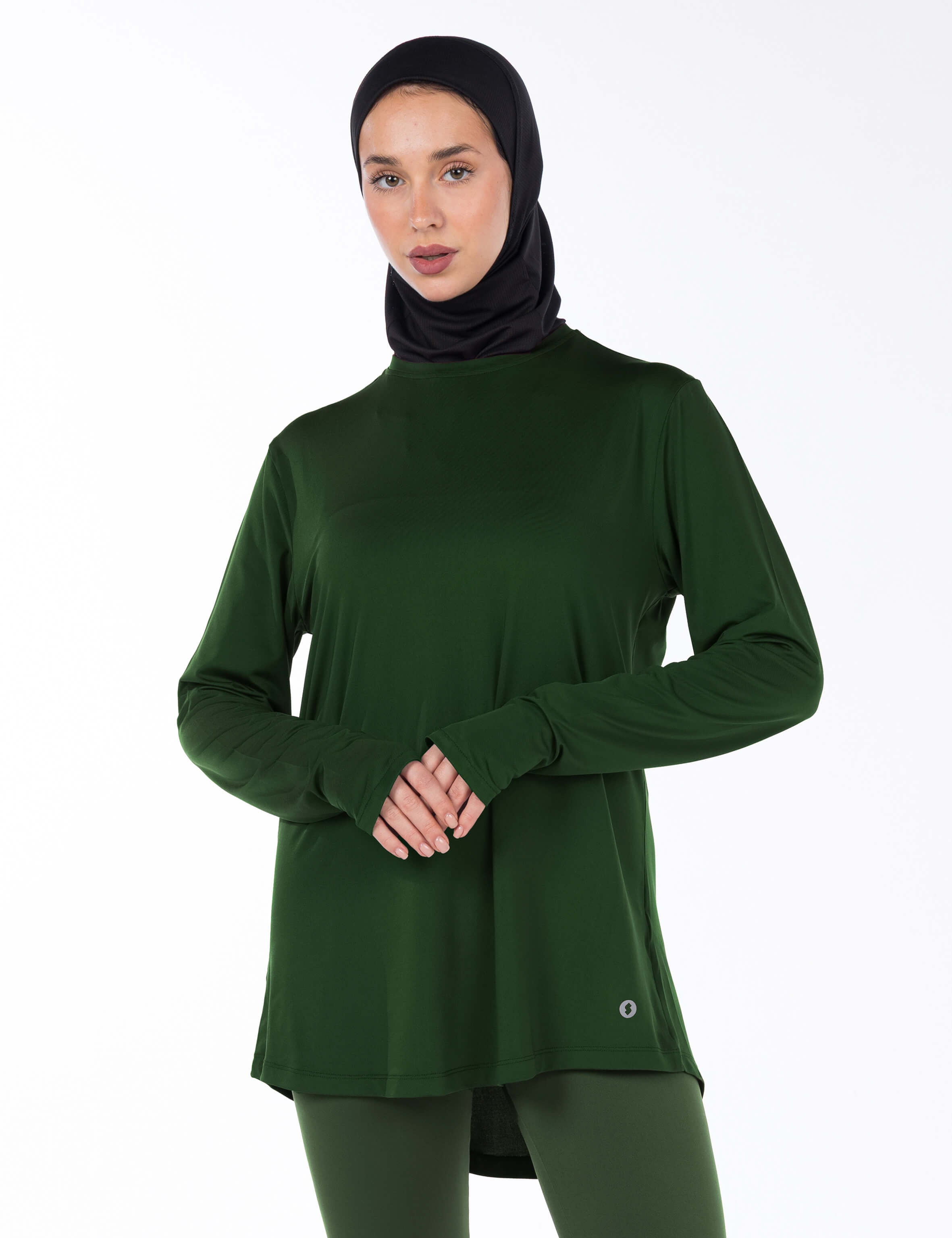 WOMEN BLACK MODEST HIJABI  LONG-SLEEVE SPORTS GYM  TOP
