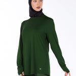WOMEN BLACK MODEST HIJABI  LONG-SLEEVE SPORTS GYM  TOP