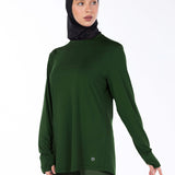 WOMEN BLACK MODEST HIJABI  LONG-SLEEVE SPORTS GYM  TOP