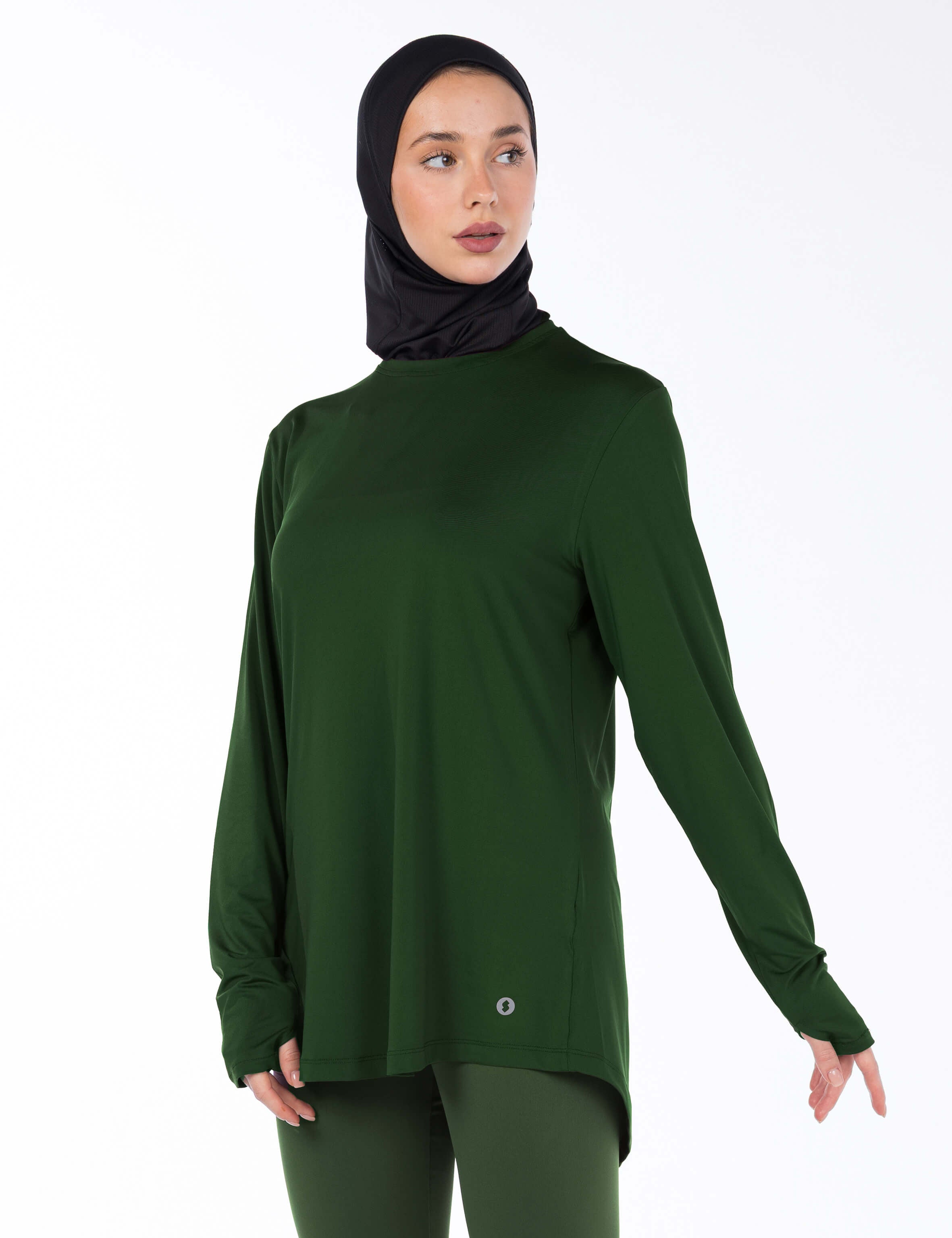 WOMEN BLACK MODEST HIJABI  LONG-SLEEVE SPORTS GYM  TOP