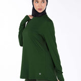 WOMEN BLACK MODEST HIJABI  LONG-SLEEVE SPORTS GYM  TOP