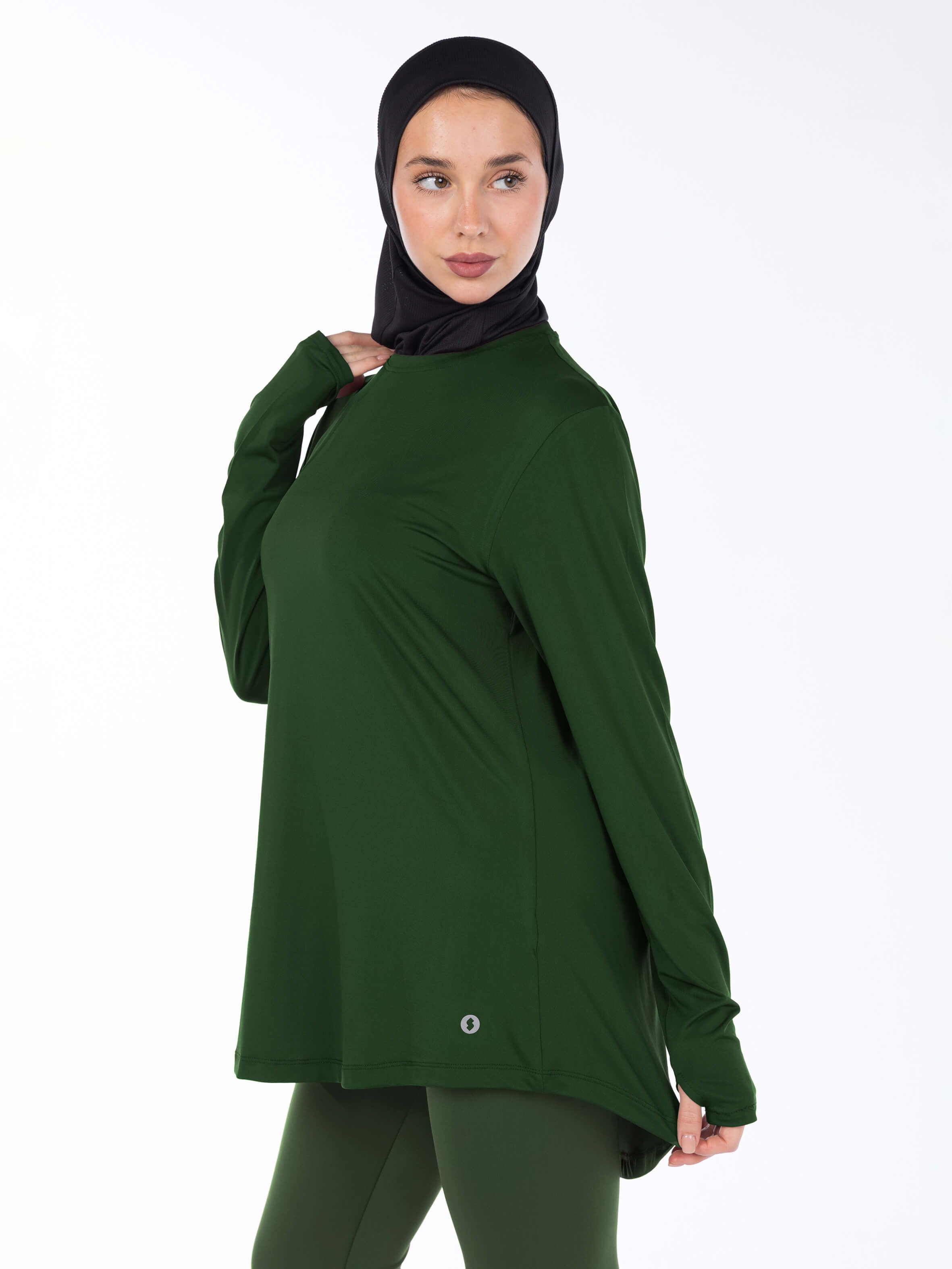 WOMEN BLACK MODEST HIJABI  LONG-SLEEVE SPORTS GYM  TOP