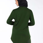 WOMEN BLACK MODEST HIJABI  LONG-SLEEVE SPORTS GYM  TOP