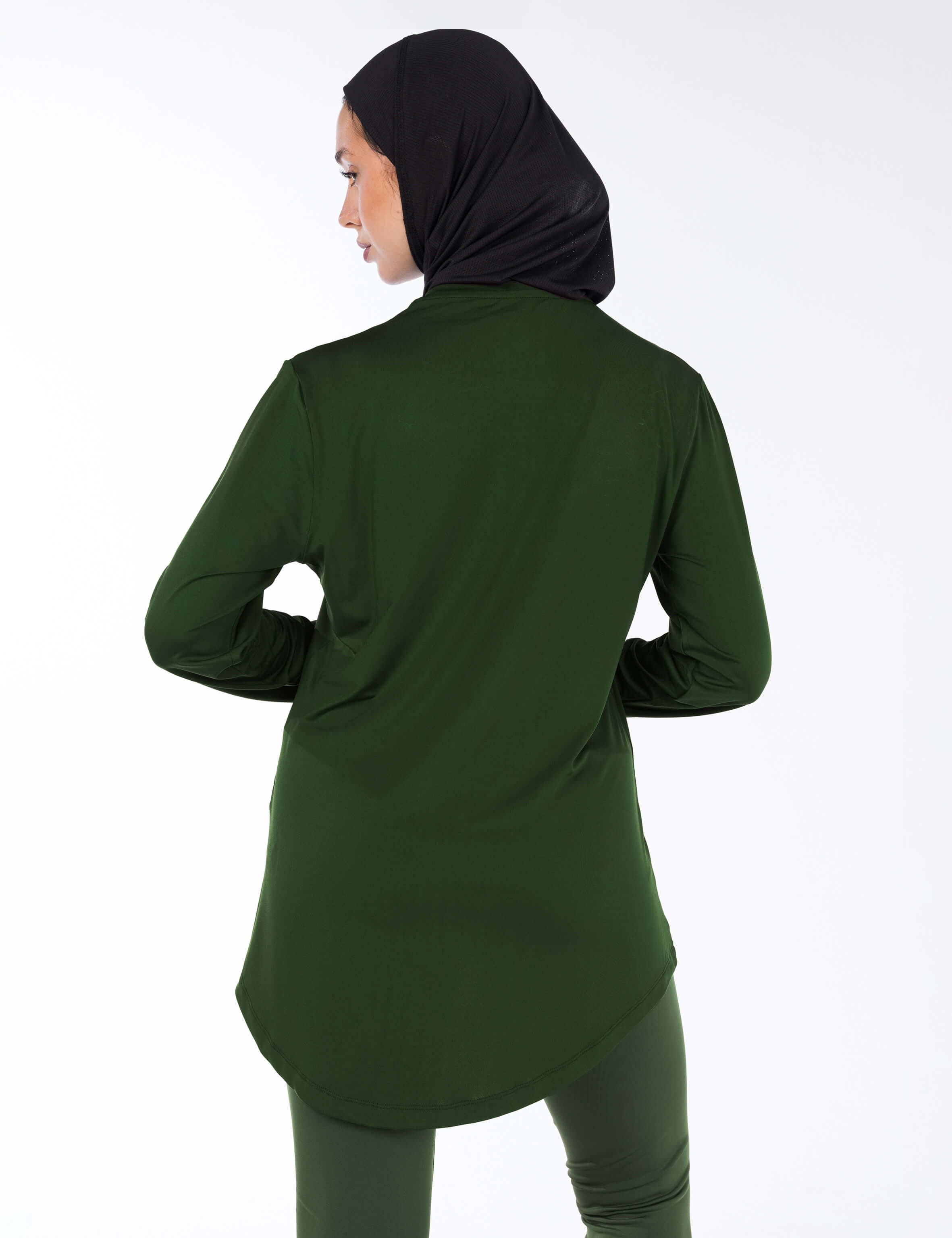 WOMEN BLACK MODEST HIJABI  LONG-SLEEVE SPORTS GYM  TOP