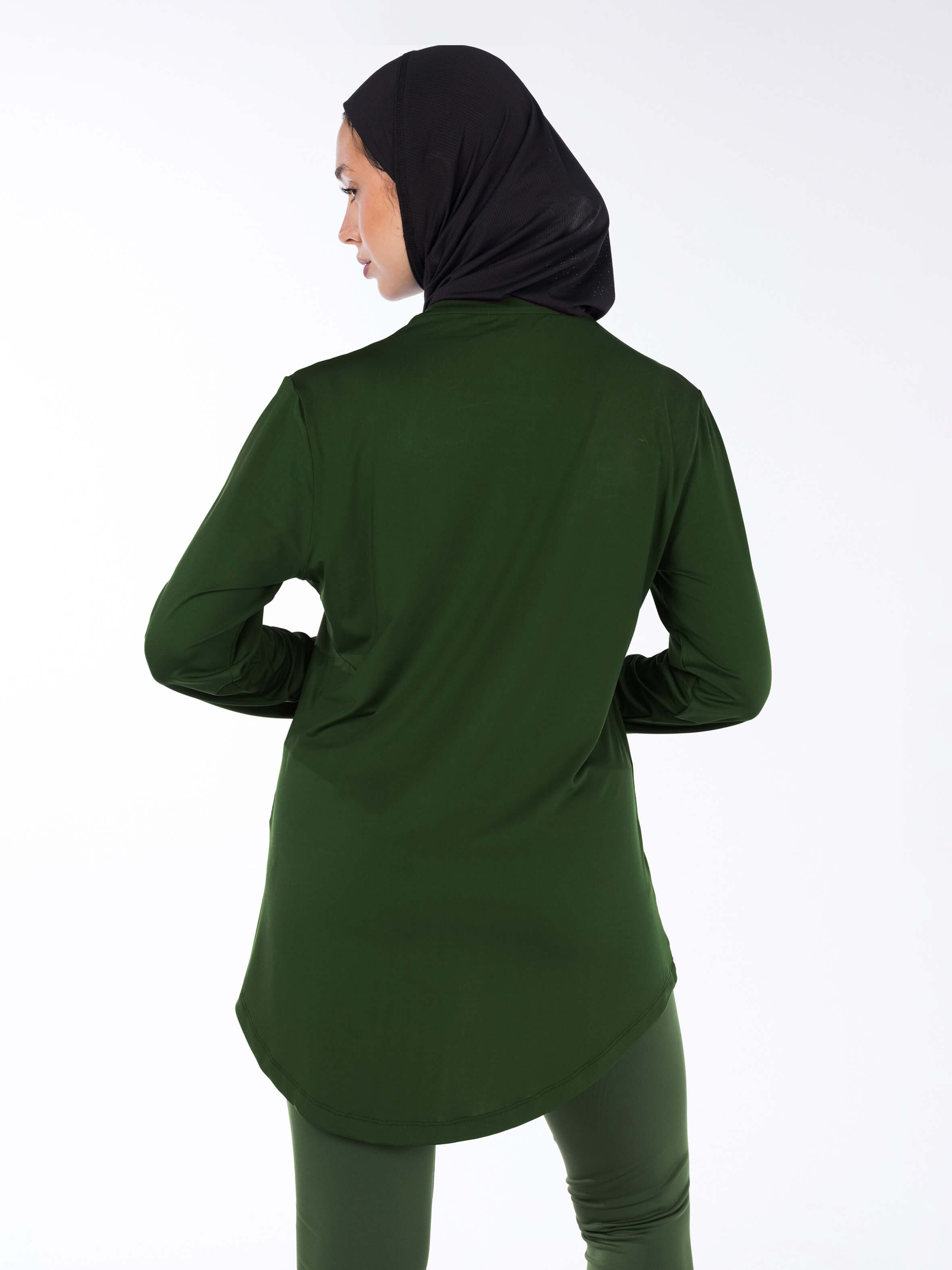 WOMEN BLACK MODEST HIJABI  LONG-SLEEVE SPORTS GYM  TOP