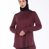 TAQA Long-Sleeve Hi-Dri Sports Top - Burgundy