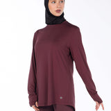 TAQA Long-Sleeve Hi-Dri Sports Top - Burgundy