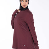 TAQA Long-Sleeve Hi-Dri Sports Top - Burgundy