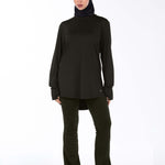 WOMEN BROWN MODEST LONG-SLEEVE SPORTS GYM  TOP