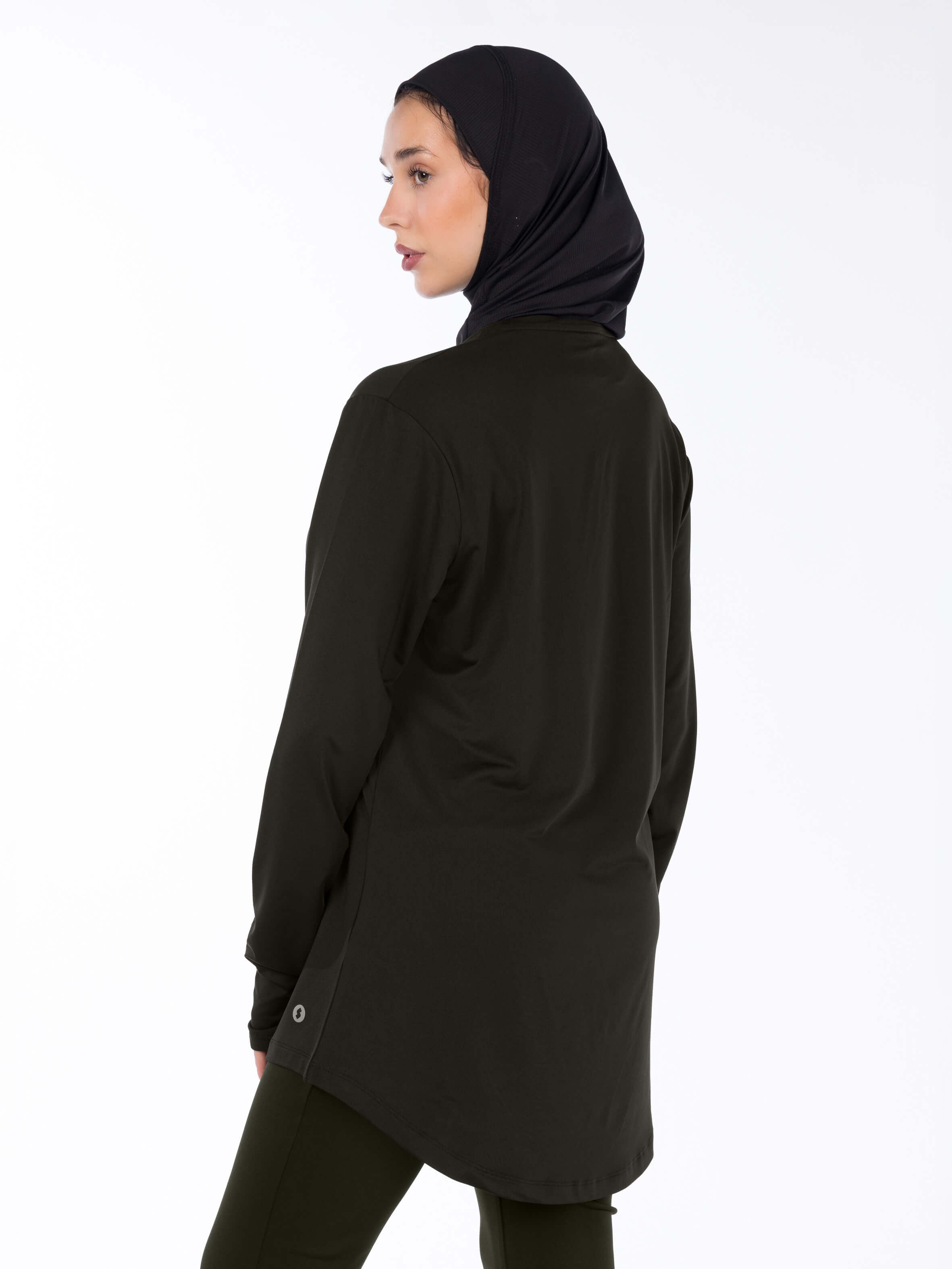 WOMEN BROWN MODEST LONG-SLEEVE SPORTS GYM  TOP