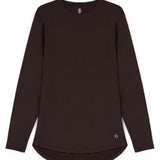 WOMEN BROWN MODEST LONG-SLEEVE SPORTS GYM  TOP
