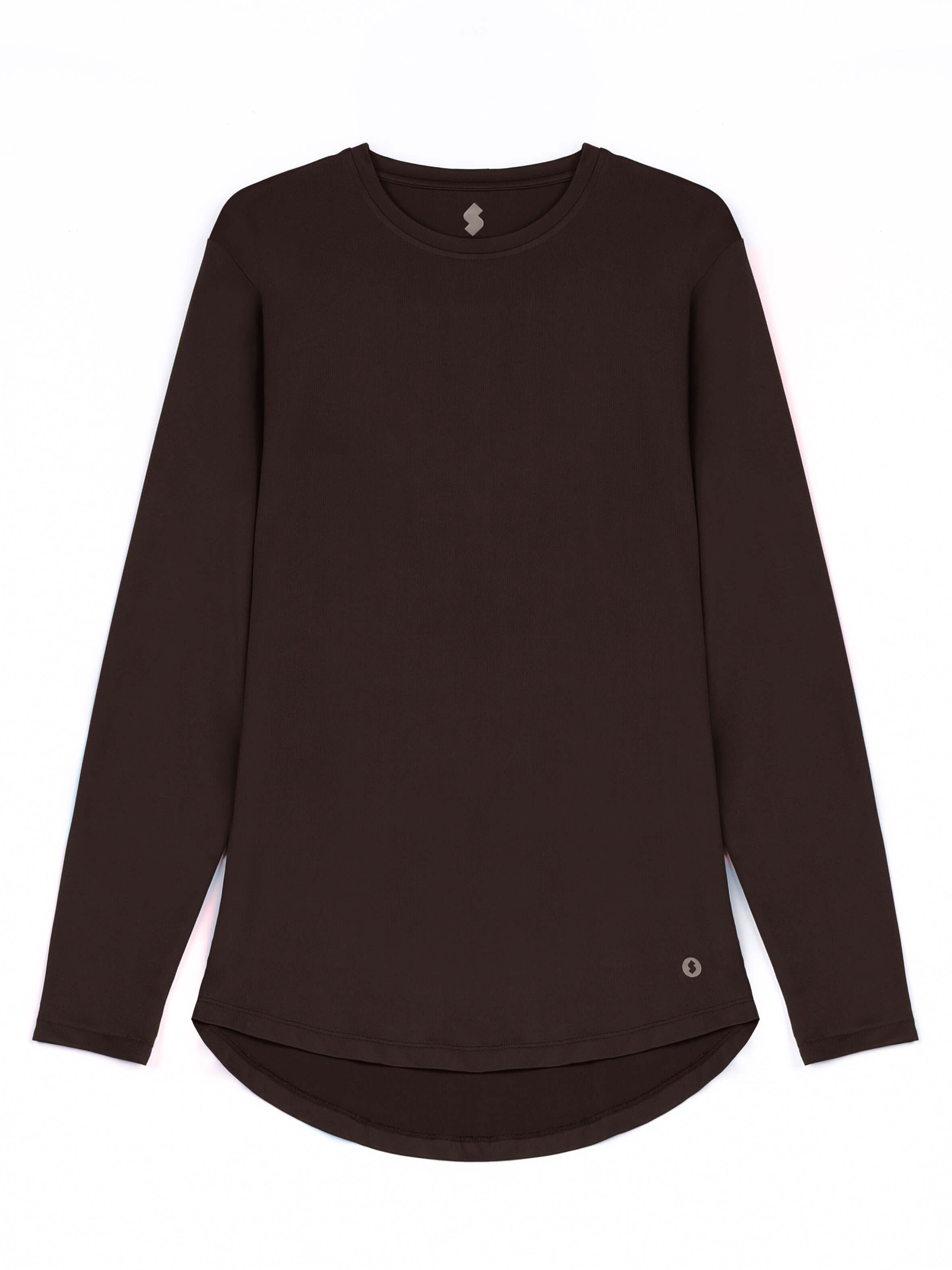 WOMEN BROWN MODEST LONG-SLEEVE SPORTS GYM  TOP