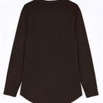 WOMEN BROWN MODEST LONG-SLEEVE SPORTS GYM  TOP