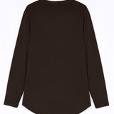 WOMEN BROWN MODEST LONG-SLEEVE SPORTS GYM  TOP