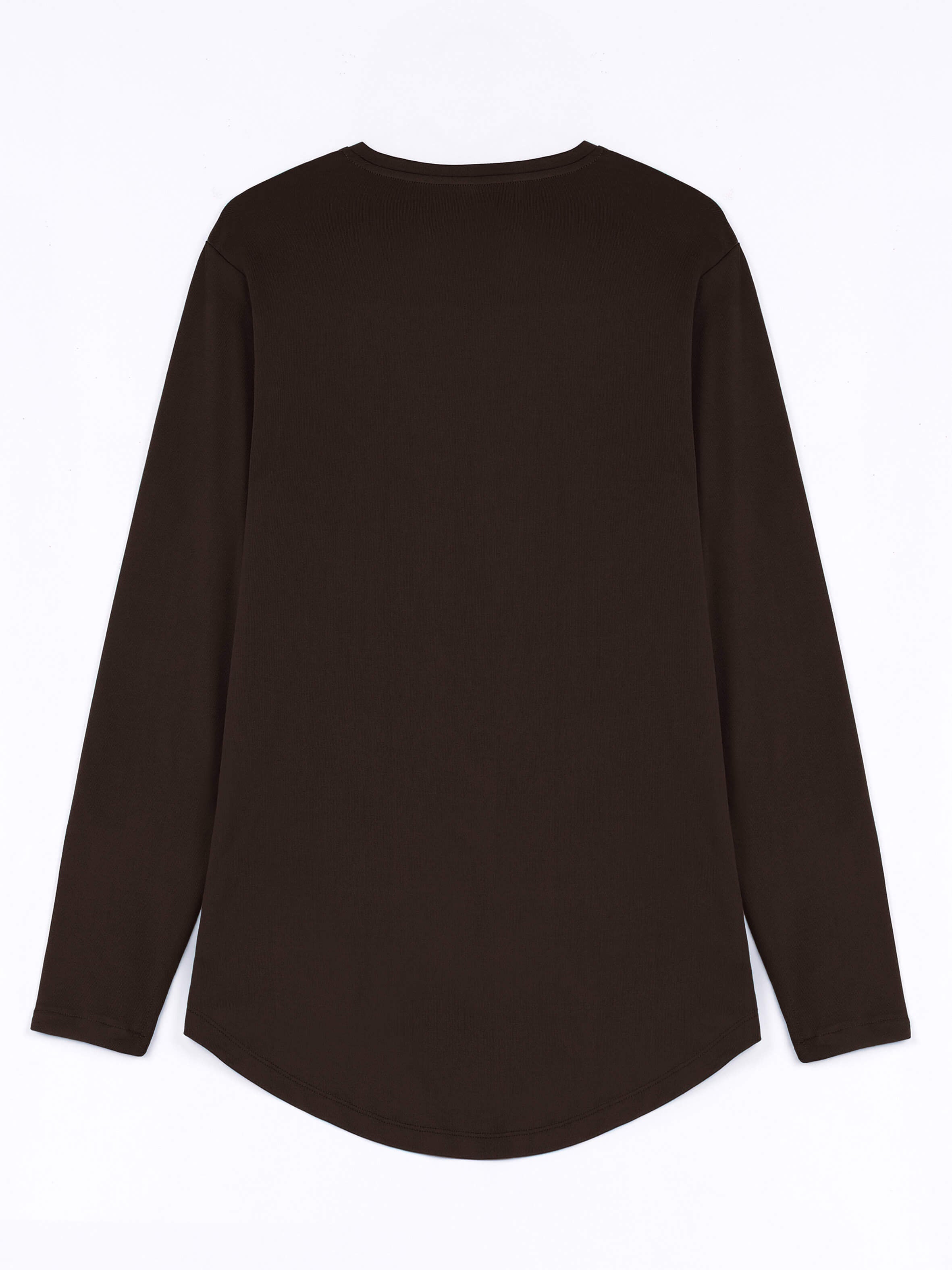 WOMEN BROWN MODEST LONG-SLEEVE SPORTS GYM  TOP