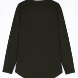 WOMEN BROWN MODEST LONG-SLEEVE SPORTS GYM  TOP