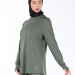 WOMEN BLACK MODEST HIJABI  LONG-SLEEVE SPORTS GYM  TOP