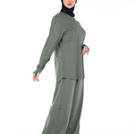 WOMEN BLACK MODEST HIJABI  LONG-SLEEVE SPORTS GYM  TOP