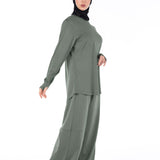 WOMEN BLACK MODEST HIJABI  LONG-SLEEVE SPORTS GYM  TOP