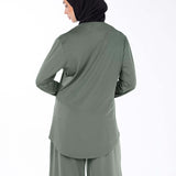 WOMEN BLACK MODEST HIJABI  LONG-SLEEVE SPORTS GYM  TOP