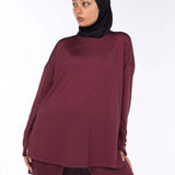 RAHA Long-Sleeve HI-Dri Sports Loose Top - Burgundy