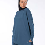 RAHA Long-Sleeve HI-Dri Sports Loose Top - Ocean Teal
