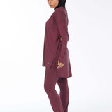 RAHA Long-Sleeve HI-Dri Sports Loose Top - Burgundy