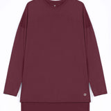 RAHA Long-Sleeve HI-Dri Sports Loose Top - Burgundy