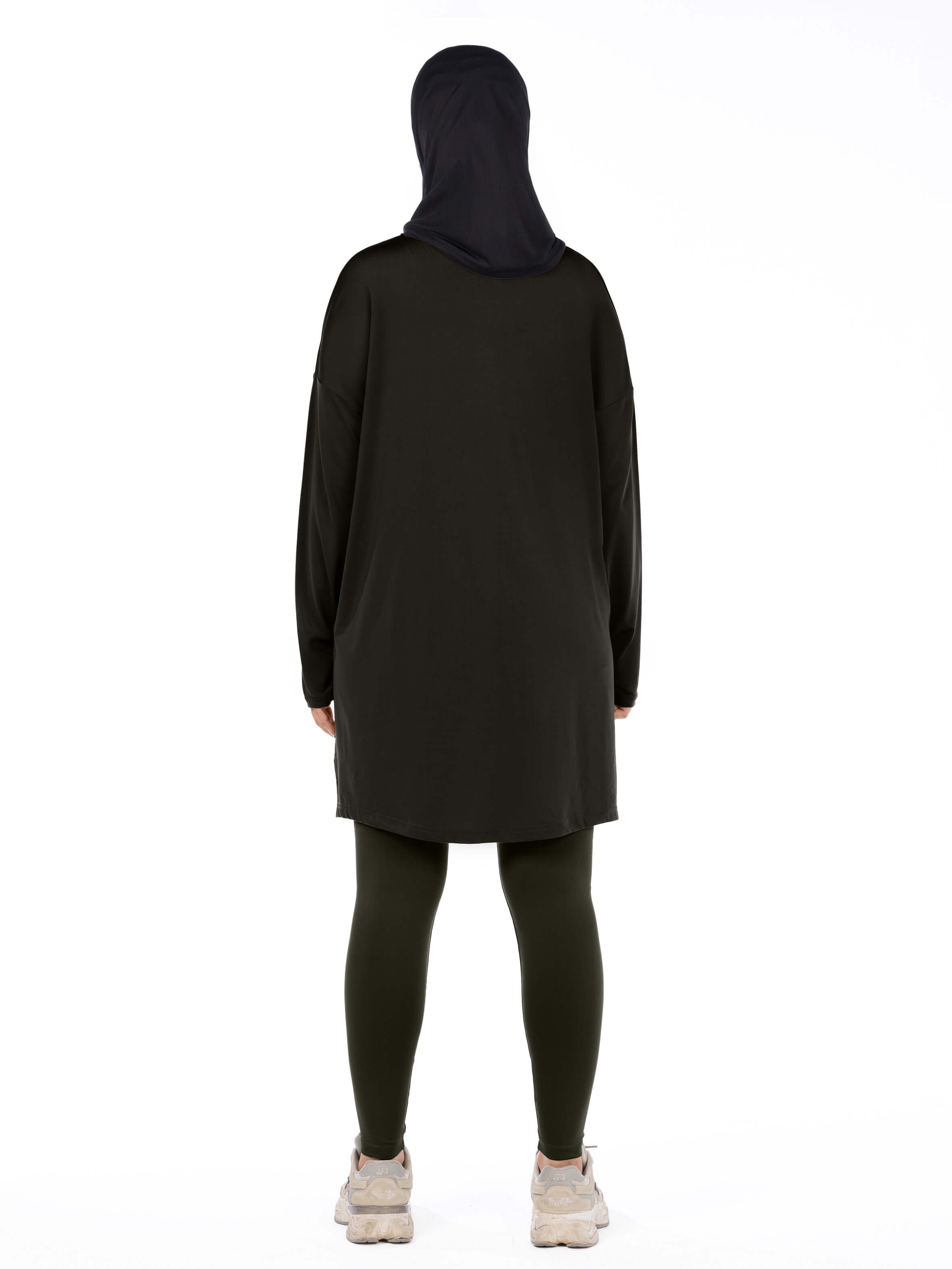 WOMEN BROWN MODEST LONG-SLEEVE SPORTS GYM HIJABI  TOP