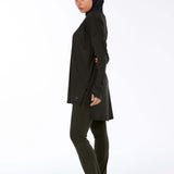 WOMEN BROWN MODEST LONG-SLEEVE SPORTS GYM HIJABI  TOP