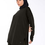 WOMEN BROWN MODEST LONG-SLEEVE SPORTS GYM HIJABI  TOP