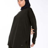 WOMEN BROWN MODEST LONG-SLEEVE SPORTS GYM HIJABI  TOP