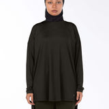 WOMEN BROWN MODEST LONG-SLEEVE SPORTS GYM HIJABI  TOP