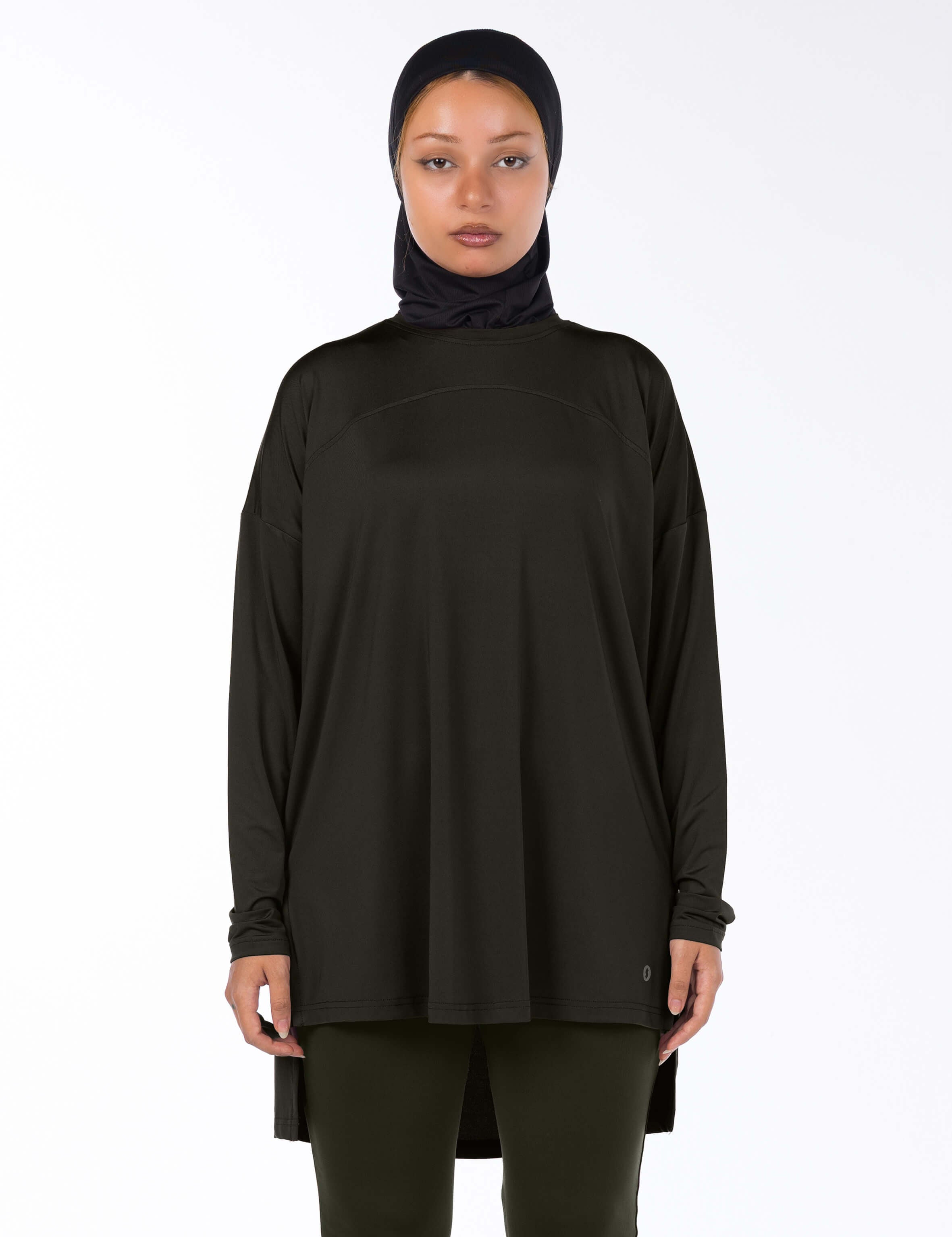 WOMEN BROWN MODEST LONG-SLEEVE SPORTS GYM HIJABI  TOP