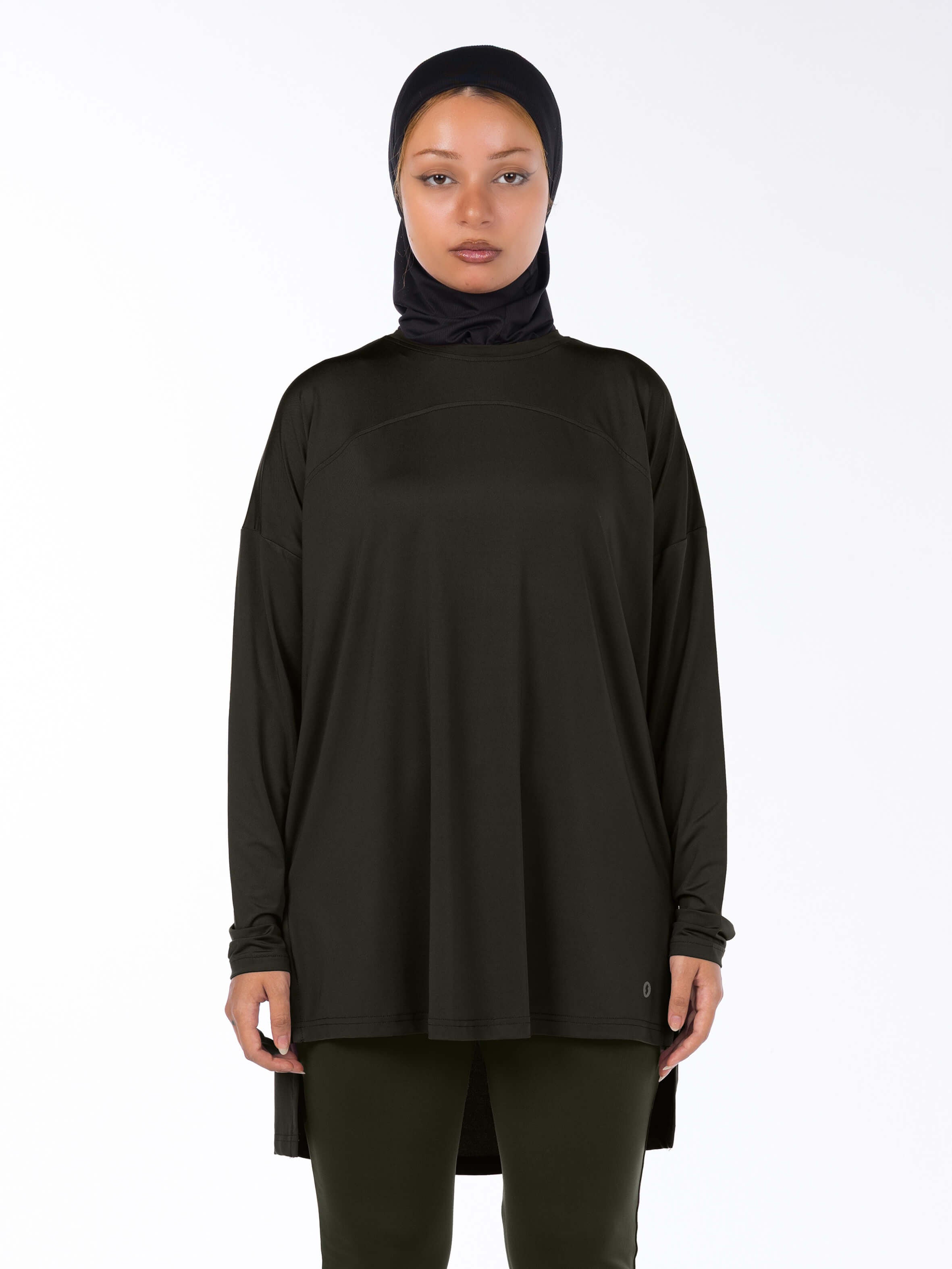 WOMEN BROWN MODEST LONG-SLEEVE SPORTS GYM HIJABI  TOP