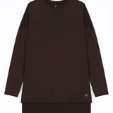 WOMEN BROWN MODEST LONG-SLEEVE SPORTS GYM HIJABI  TOP