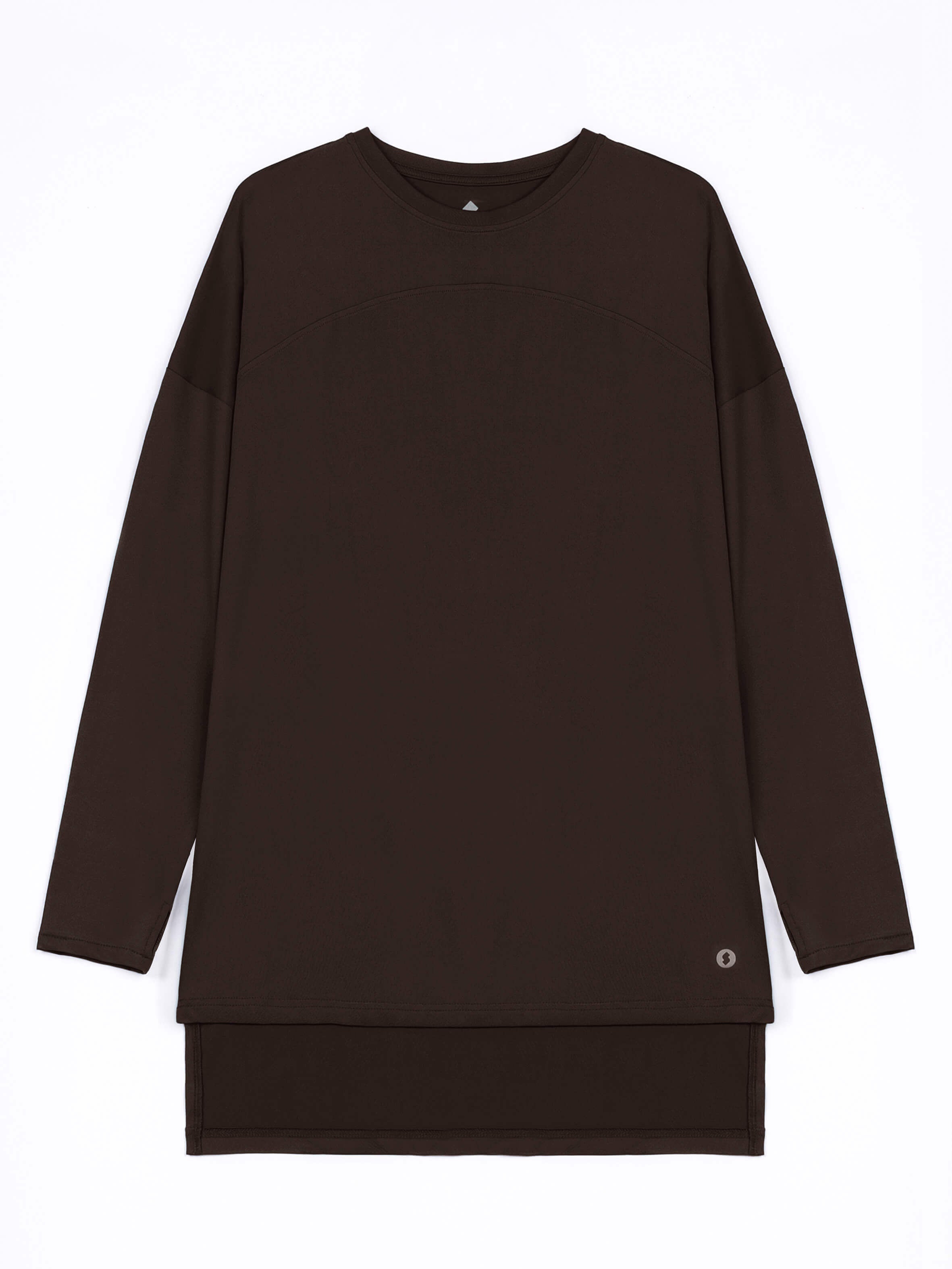WOMEN BROWN MODEST LONG-SLEEVE SPORTS GYM HIJABI  TOP