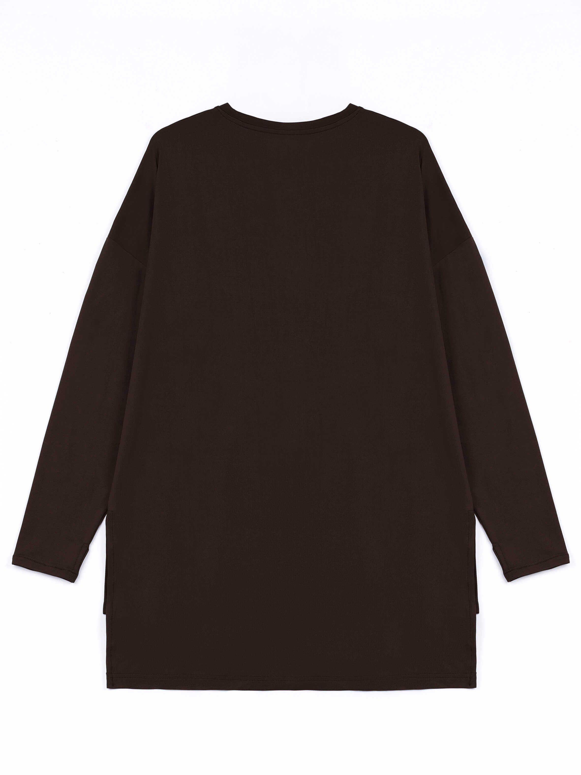 WOMEN BROWN MODEST LONG-SLEEVE SPORTS GYM HIJABI  TOP