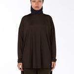 WOMEN BROWN MODEST LONG-SLEEVE SPORTS GYM HIJABI  TOP