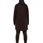 WOMEN BROWN MODEST LONG-SLEEVE SPORTS GYM HIJABI  TOP