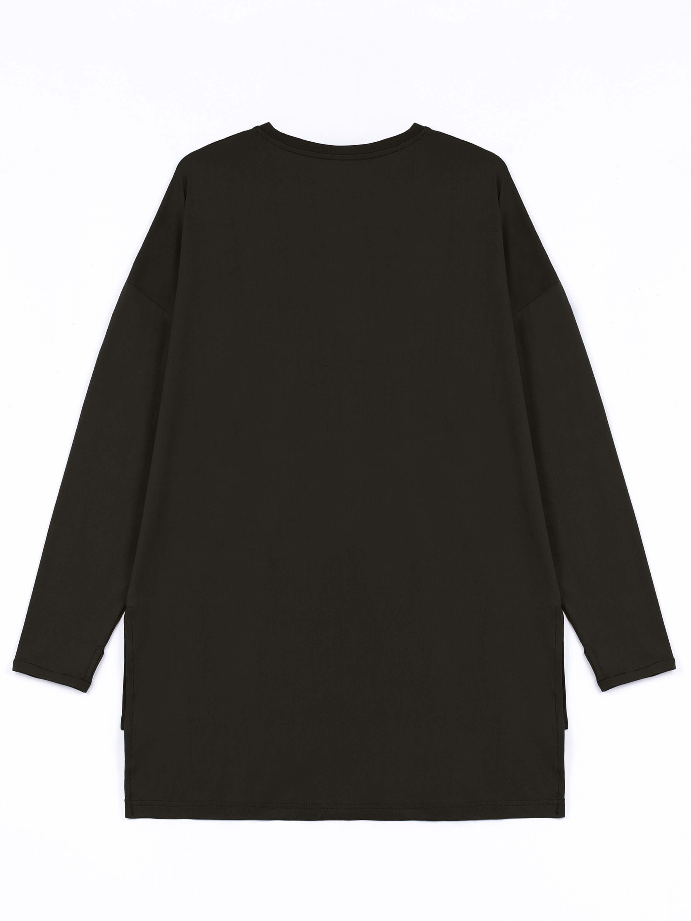 WOMEN BROWN MODEST LONG-SLEEVE SPORTS GYM HIJABI  TOP