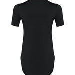 Women black high-low sports gym activewear nylon top by KAF 