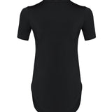 Women black high-low sports gym activewear nylon top by KAF 