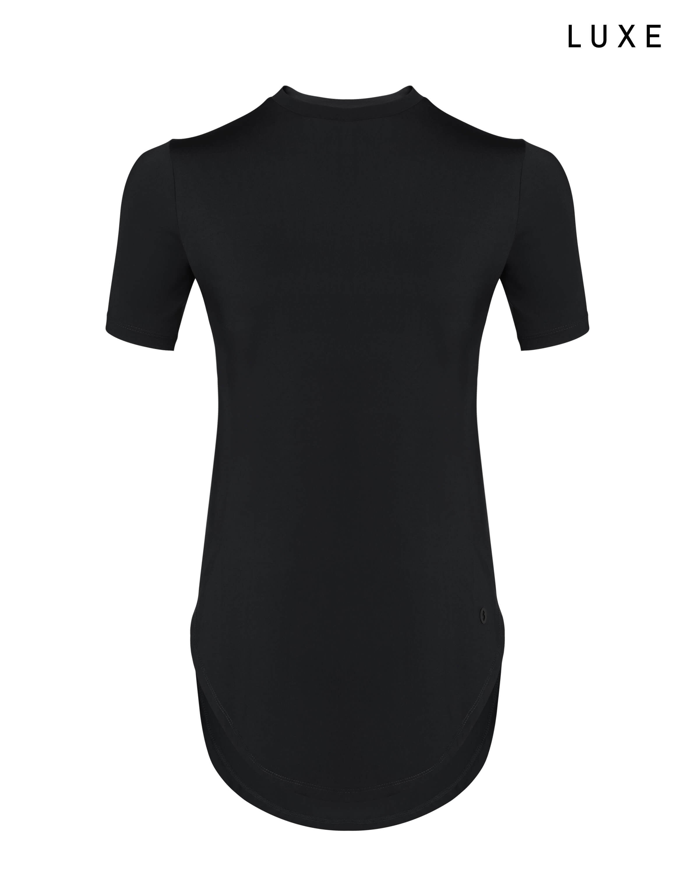 Women black high-low sports gym activewear nylon top by KAF 