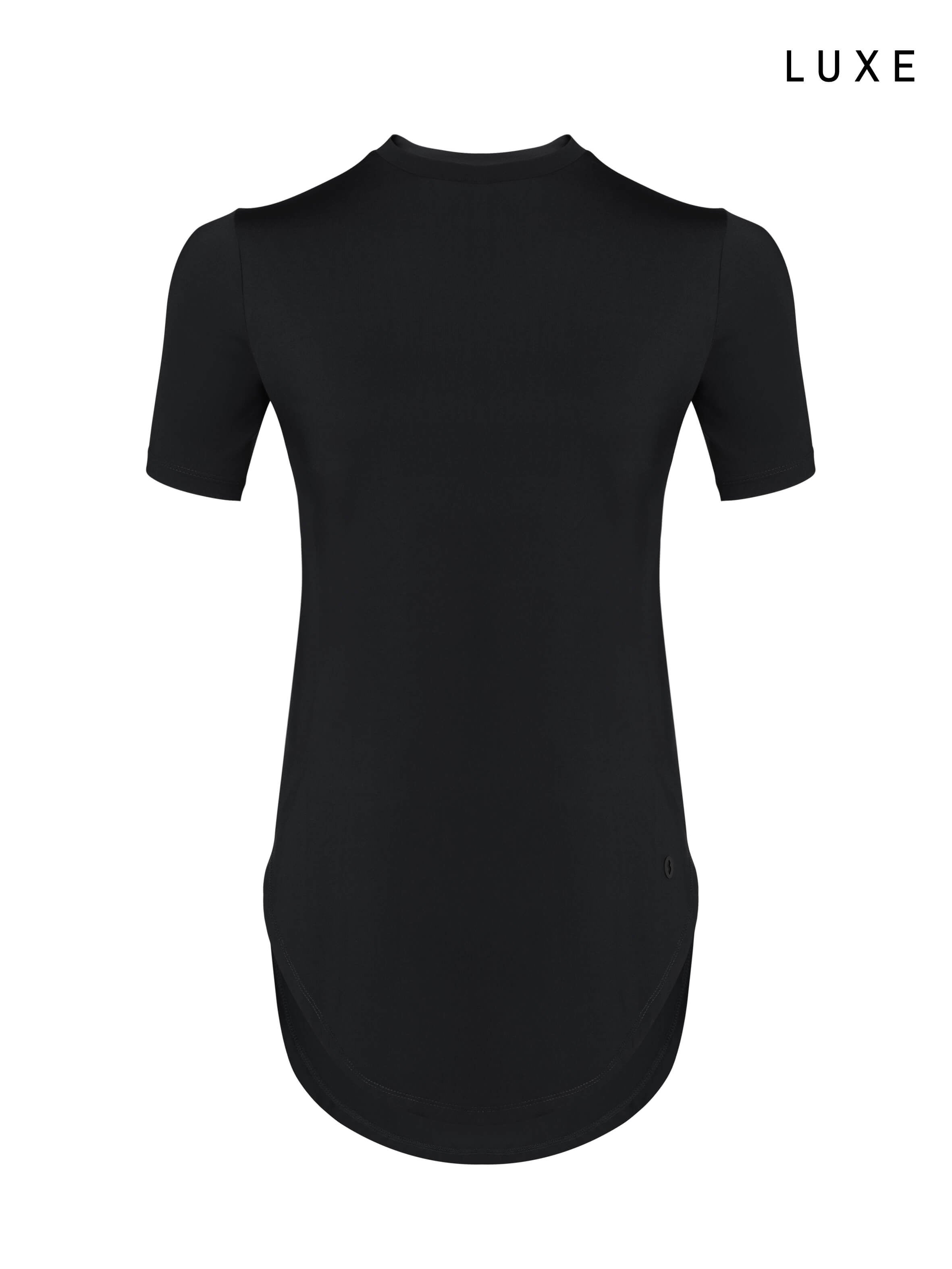 Women black high-low sports gym activewear nylon top by KAF 